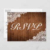 ナチュラルウッド & ホワイトレース RSVP ご案内 ポストカード (正面/裏面)