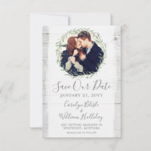 ナチュラルウッド＆ボタニカルリーフリース・セーブ・ザ・デート