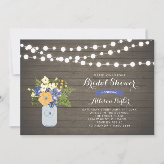 ナチュラルウッド＆メイソンジャー 結婚前お披露目招待状 招待状 (正面)