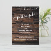 ナチュラルウッド ライトストリングス 延期 結婚式カード 招待状 (スタンド正面)