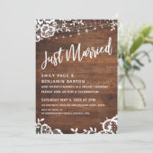 ナチュラルウッド、ライト＆レース　結婚しました タイポグラフィ 招待状 (スタンド正面)