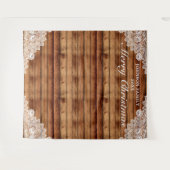 ナチュラルウッド&レースのクリスマス写真背景 タペストリー (正面(横))