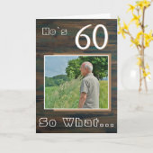ナチュラルウッド 面白い 60歳の誕生日写真 カード (黄色い花)