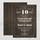 ナチュラルウッド 10周年 結婚記念日 パーティー 招待状 (正面/裏面)