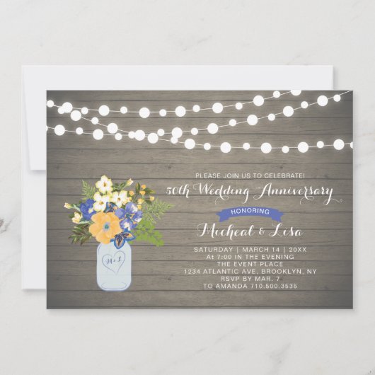 ナチュラルウッド 50周年 結婚記念日 招待状 (正面)