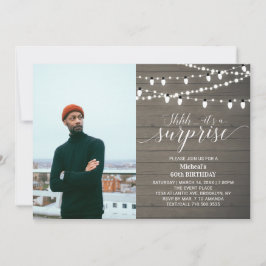 ナチュラルウッド 60歳 フォト 大人 誕生日パーティー 招待状