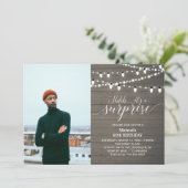 ナチュラルウッド 60歳 フォト 大人 誕生日パーティー 招待状 (スタンド正面)