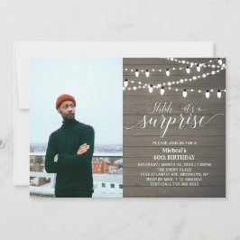 ナチュラルウッド 60歳 フォト 大人 誕生日パーティー 招待状