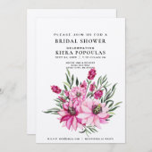 ナチュラルエレガンスボホピンクフローラブライダルシャワー 招待状 (正面/裏面)