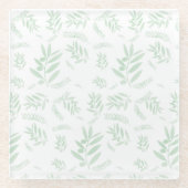 ナチュラルオリーブの枝のパターン ガラスコースター (正面)