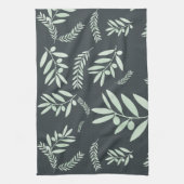 ナチュラルオリーブの枝のパターン キッチンタオル (縦)