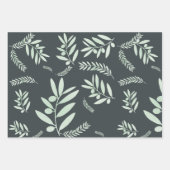 ナチュラルオリーブの枝のパターン ラッピングペーパーシート (正面)