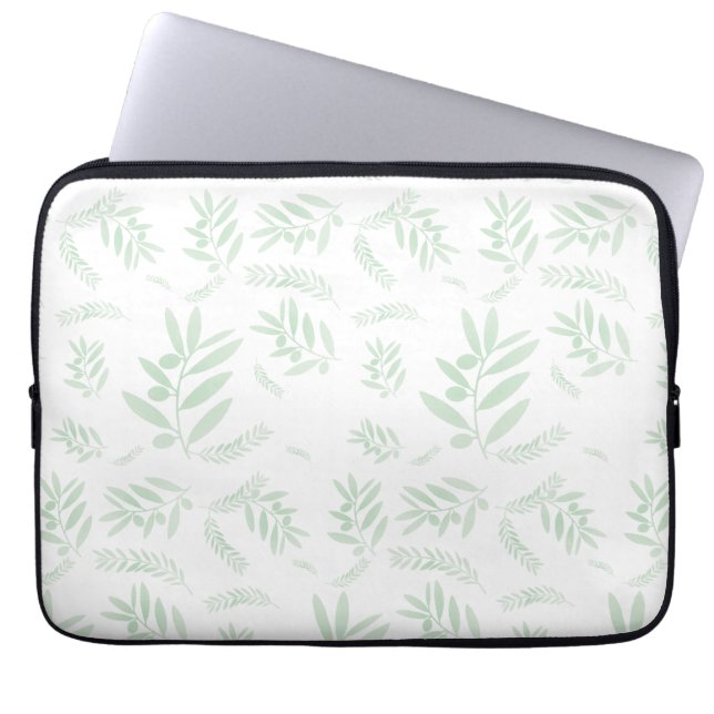ナチュラルオリーブの枝のパターン ラップトップスリーブ (正面)