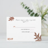 ナチュラルオークの葉 ウェディング RSVP カード (スタンド正面)