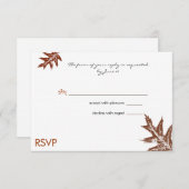 ナチュラルオークの葉 ウェディング RSVP カード (正面/裏面)