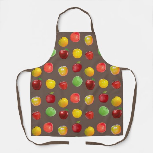 ナチュラルカラフルリンゴon Brown エプロン (正面)