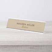 ナチュラルカラークラシックラインテクスチャ デスクネームプレート (正面)