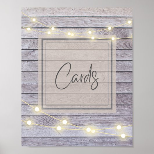 ナチュラルカントリーウェディングまたはブライズシャワーカードサイン ポスター (正面)