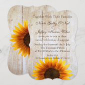 ナチュラルカントリーウェディングウッドヒマワリ招待状 招待状 (正面/裏面)