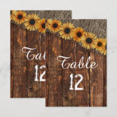 ナチュラルカントリーウッド & バーラップの結婚式テーブルナンバー 招待状 (正面/裏面)