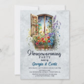 ナチュラルカントリー フラワー 新居祝いパーティー 招待状 (正面)