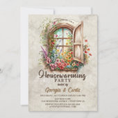 ナチュラルカントリー フラワー 新居祝いパーティー 招待状 (正面)