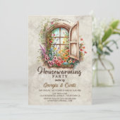 ナチュラルカントリー フラワー 新居祝いパーティー 招待状 (スタンド正面)