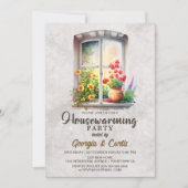 ナチュラルカントリー フラワー 新居祝いパーティー 招待状 (正面)