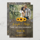 ナチュラルカントリー sunflower 結婚式のグリーティングカード 招待状 (正面/裏面)