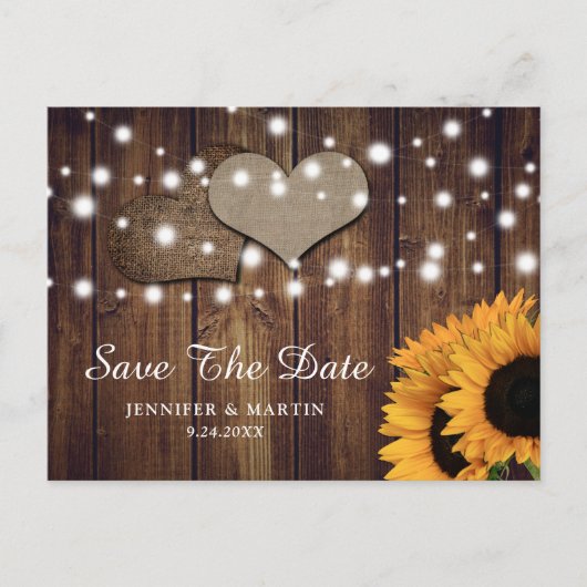 ナチュラルカントリー sunflower 結婚式 Save The Date ポストカード (正面)