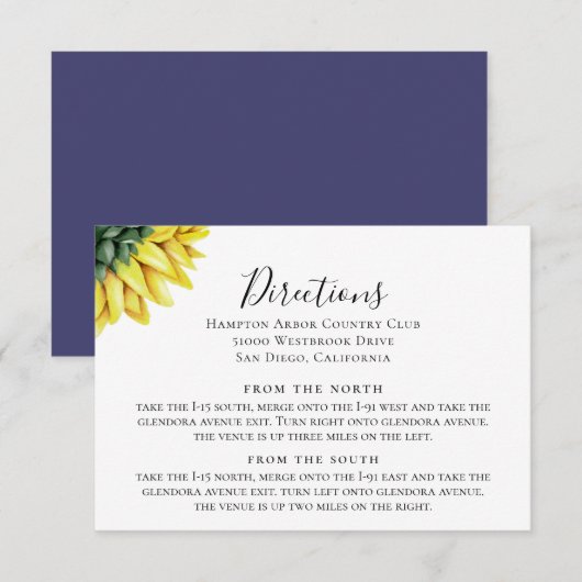 ナチュラルカントリー sunflower 説明カード 招待状 (正面/裏面)