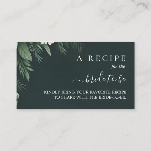 ナチュラルガーデンプラント ダークグリーン ブライダルシャワー エンクロージャーカード (正面)