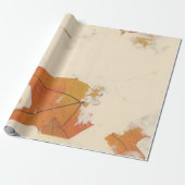 ナチュラルクラフト花びらブロンズ秋の葉オレンジ ラッピングペーパー (アンロールド)