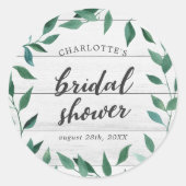 ナチュラルグリーンのブライダルシャワー ラウンドシール (正面)