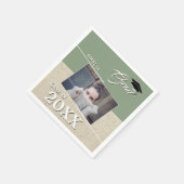 ナチュラルグリーンの卒業写真パーティー スタンダードカクテルナプキン (角)