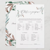 ナチュラルグリーン ウィンター ブライダルシャワー ゲーム (正面/裏面)