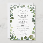 ナチュラルグリーン ユーカリ ウェディング 招待状 (正面)