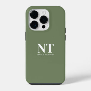 ナチュラルグリーン 無地 モノグラム iPhone 14 PROケース