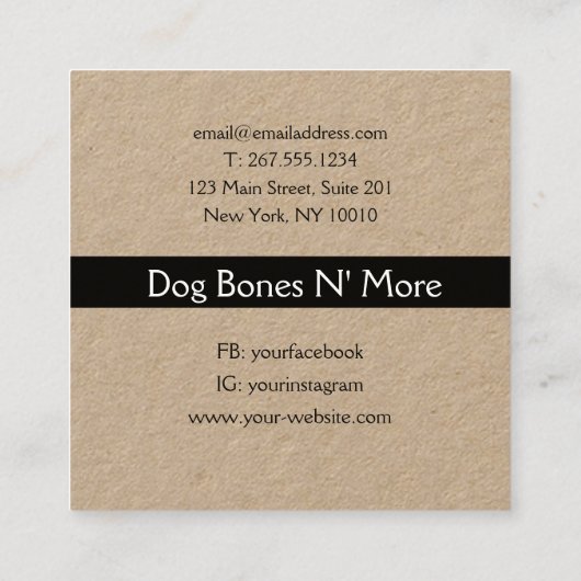 ナチュラルグルメドッグトリーツベーカリー スクエア名刺 (裏面)