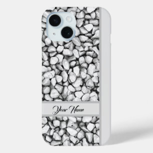 ナチュラルグレーストーンズビーチ岩あなたの名前を変更 iPhone 15ケース
