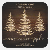 ナチュラルゴールドウッドクリスマスツリーキャンドルラベル スクエアシール (正面)