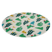 ナチュラルサボテン：フォークアートシームレス。 カッティングボード (角)