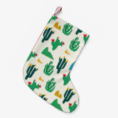 ナチュラルサボテン：フォークアートシームレス。 スモールクリスマスストッキング (正面 (吊り時))