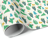 ナチュラルサボテン：フォークアートシームレス。 ラッピングペーパー (ロールコーナー)