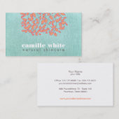 ナチュラルスキンケア美しいブルーターコイズリネンルック 名刺 (正面/裏面)