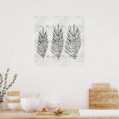 ナチュラルズウォール抽象芸術パーム離れスケッチ ポスター (キッチン)
