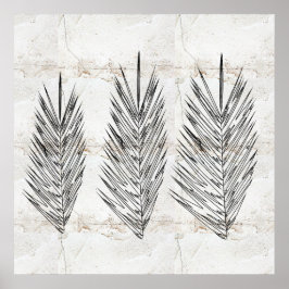 ナチュラルズウォール抽象芸術パーム離れスケッチ ポスター
