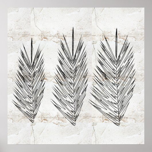 ナチュラルズウォール抽象芸術パーム離れスケッチ ポスター (正面)