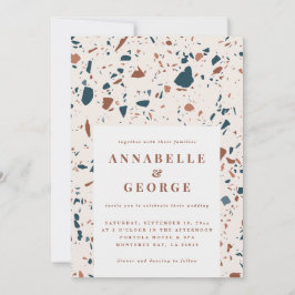 ナチュラルテラゾモダン結婚タイポグラフィの発表 案内状