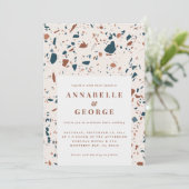 ナチュラルテラゾモダン結婚タイポグラフィの発表 案内状 (スタンド正面)